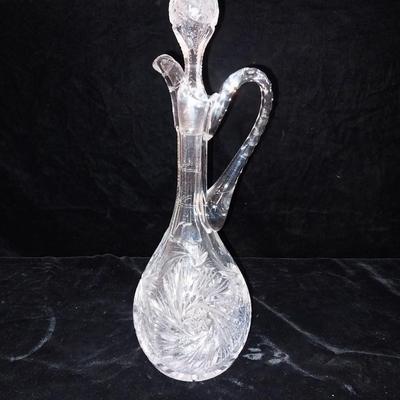 CRYSTAL DECANTER, CANDY DISH AND 2 SMALLER BOWLS