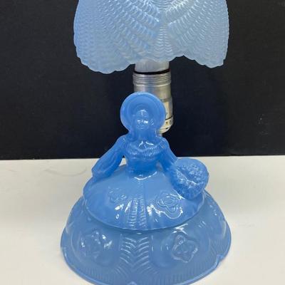 Victorian Blue Glass Southern Belle Parasol Lamp