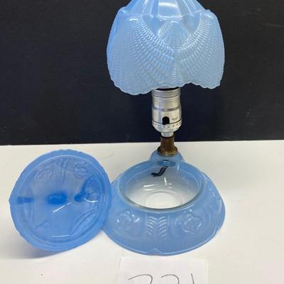 Victorian Blue Glass Southern Belle Parasol Lamp