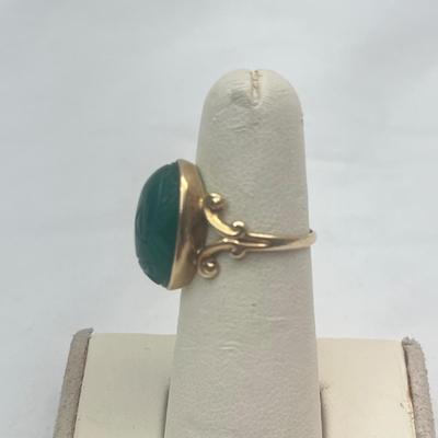 14K Ring With Jade Colored Stone (PB2-MG)