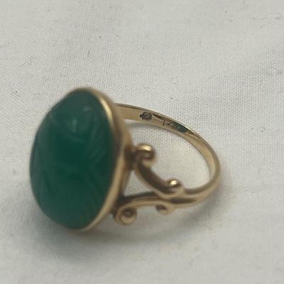 14K Ring With Jade Colored Stone (PB2-MG)