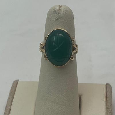 14K Ring With Jade Colored Stone (PB2-MG)