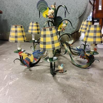 French Country Rooster Chandelier