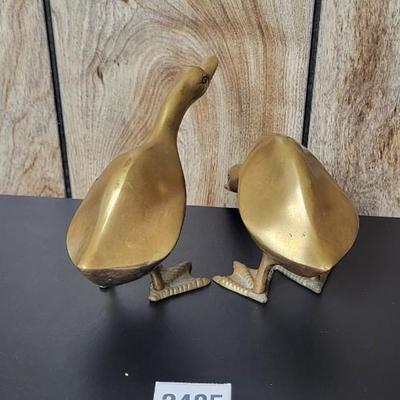 2 Pc Vintage Brass Ducks Decor