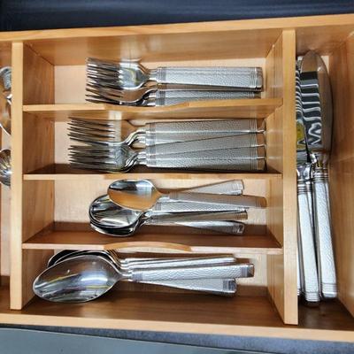 Flatware set in wood box
