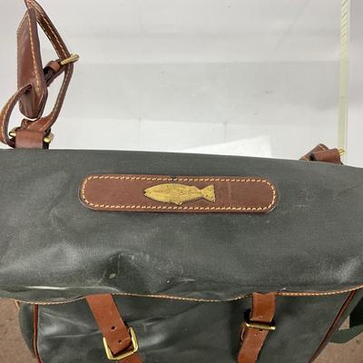 433 WATHNE Wax Cotton and Leather Fishing Gear Backpack & Laptop Bag