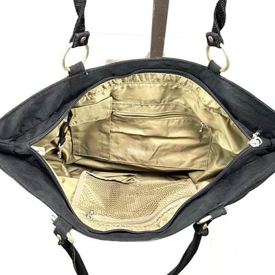 434 Large BAGGALLINI Zipper Expandable Black and Grey Shoulder Bag