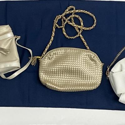 436 Stuart Weitzman , and Golden Weave Leather Bag, White Bow Round Purse
