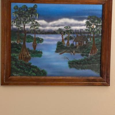 Original signed oil on canvas by local artist, Danny Lambert, who was an inmate at  Louisiana State Prison  in Angola , LA when he...