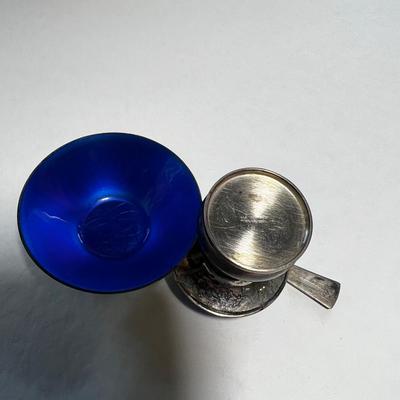 Denmark Danish Sterling Silver & Enamel (Blue) Salt& Pepper Shakers, V. B M&N