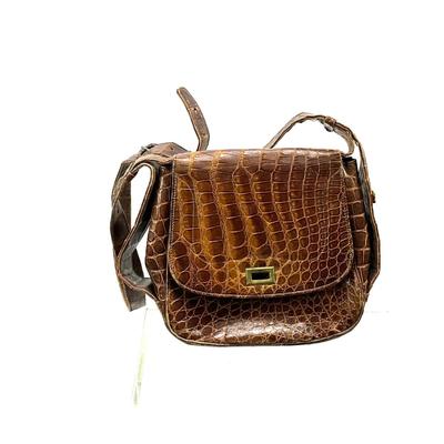 440 Brown Leather Vintage Crocodile Handbag