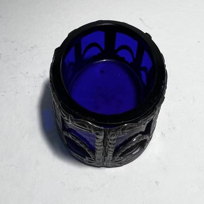 English Cobalt Blue and Silver Holder