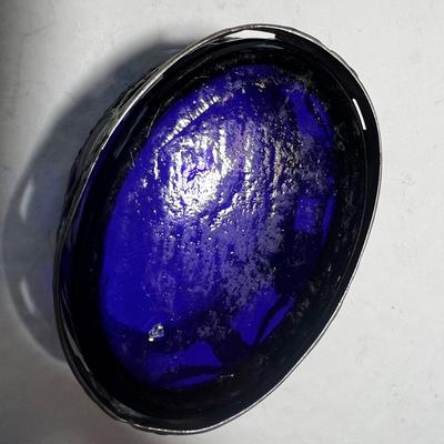 English Cobalt Blue and Silver Holder
