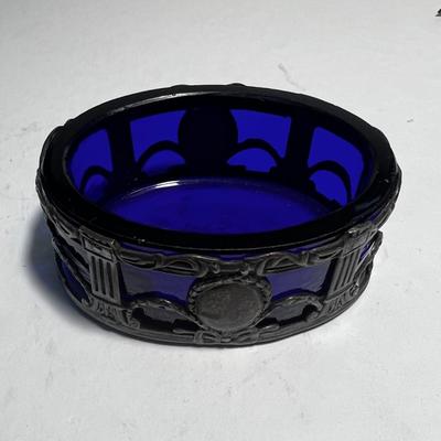 English Cobalt Blue and Silver Holder