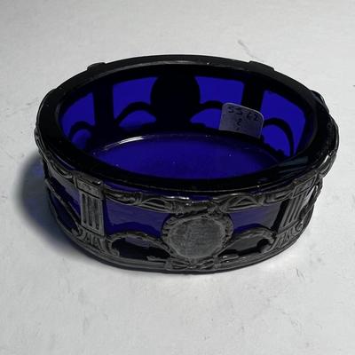English Cobalt Blue and Silver Holder