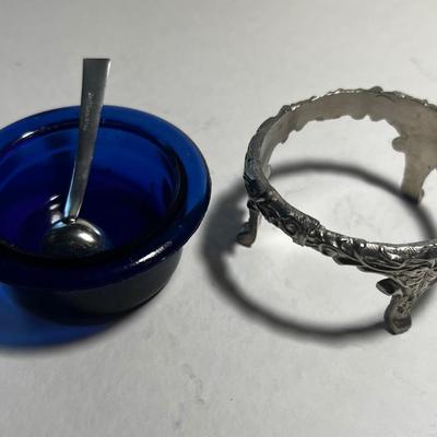 Silver Plated with Cobalt Blue Dish.