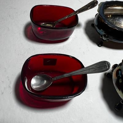 Two Master Salt with Ruby Liner England