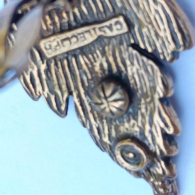 Giant CASTLECLIFF Signed LEAF BIB Antiqued Metal Collar Necklace & Earrings Set