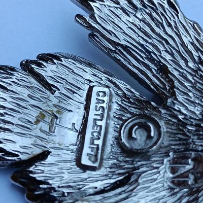 Giant CASTLECLIFF Signed LEAF BIB Antiqued Metal Collar Necklace & Earrings Set