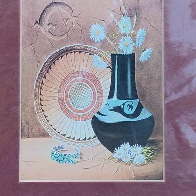 Matted and signed print with Jewlery