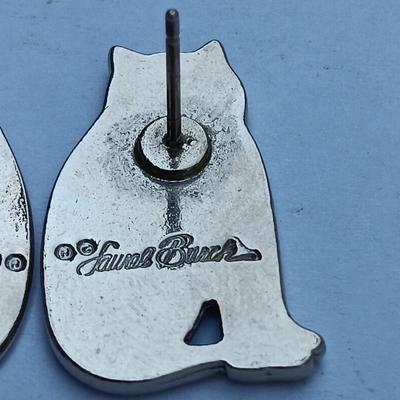 Cats Laurel Burch signed Jewlery... ear rings and pin