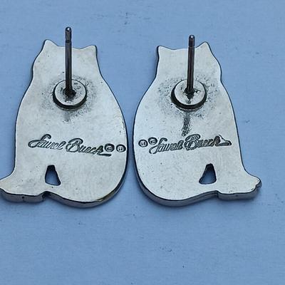 Cats Laurel Burch signed Jewlery... ear rings and pin