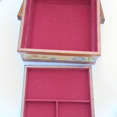 Floral jewelry box - Floral cloth print with porcelain egg