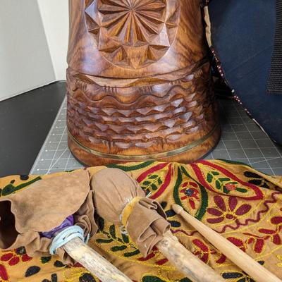 Djembe Master Mali Style carved, 25" tall