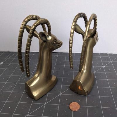 Brass Gazelle Head Bookends