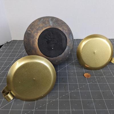 Brass Candle Holders (2) and Brass Vase