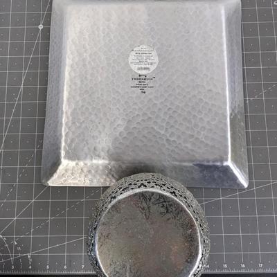 Metal Serving Tray and Decorative Bowl