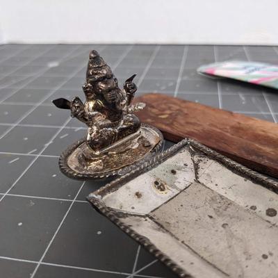 Silver and Wooden Incense Holders with Incense