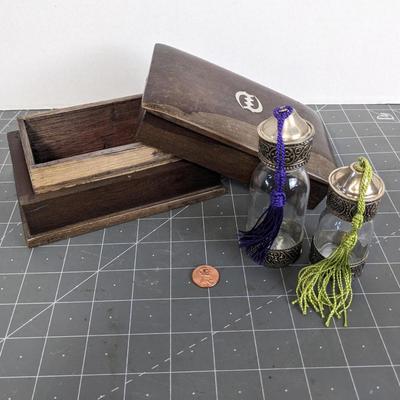 Wooden Box and Moroccan Spice Jars