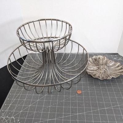 Fruit Basket and Metal dish
