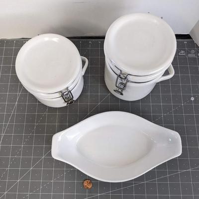 Ceramic Canisters and Spoon Rest