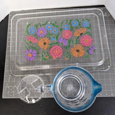 Pitcher and Floral Serving Tray