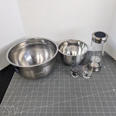 Mixing Bowls and Shot Glasses