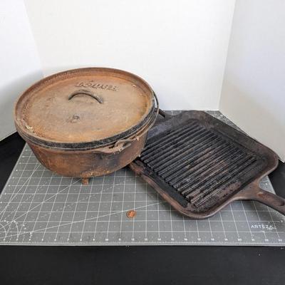 Dutch Oven and Cast Iron Grill Pan