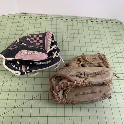 Pink & Black Easton Glove 9.5" and Vintage Baseball Glove Mag Leaguer LL-1497