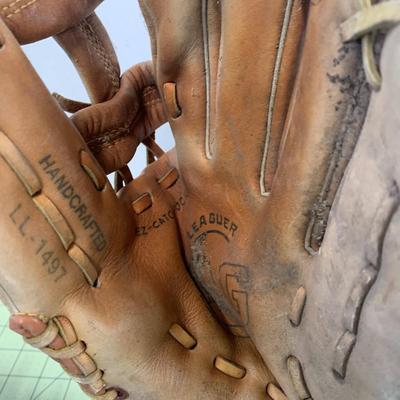 Pink & Black Easton Glove 9.5" and Vintage Baseball Glove Mag Leaguer LL-1497