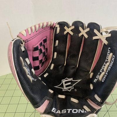 Pink & Black Easton Glove 9.5" and Vintage Baseball Glove Mag Leaguer LL-1497