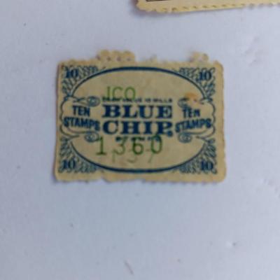 Vintage Blue-chip stamp - and two vintage unused postage stamps