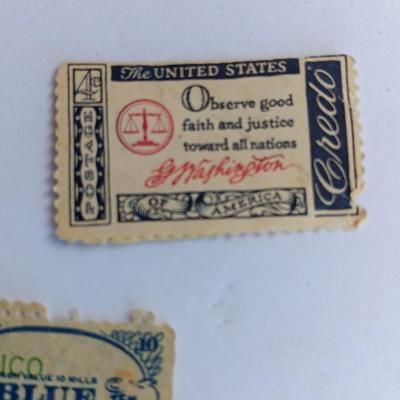 Vintage Blue-chip stamp - and two vintage unused postage stamps