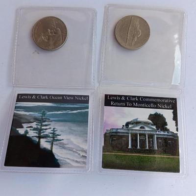 Two collectible nickels Lewis & Clark New Nickel and commemorative Return to Monticello Nickel