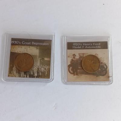 Two collectible wheat pennies - 1930's Great depression & 1920's Henry Ford Model T