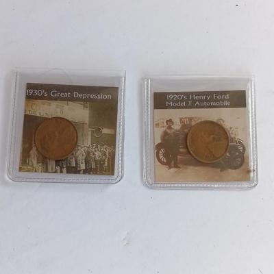 Two collectible wheat pennies - 1930's Great depression & 1920's Henry Ford Model T