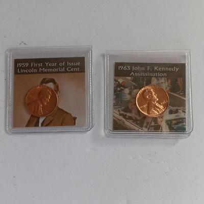 Collectible pennies - 1959 First year Issue of Lincoln cent and 1963 John F Kennedy Assassination