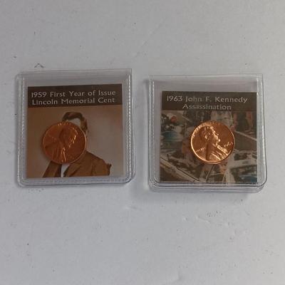Collectible pennies - 1959 First year Issue of Lincoln cent and 1963 John F Kennedy Assassination