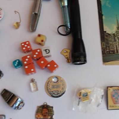 "Junk drawer" Lot - variety of nice little trinkets and treasures - marbles - knives -