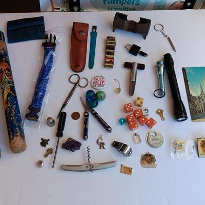 "Junk drawer" Lot - variety of nice little trinkets and treasures - marbles - knives -